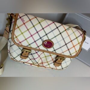 Vintage Coach Peyton Tattersall Field mini crossbody bag.